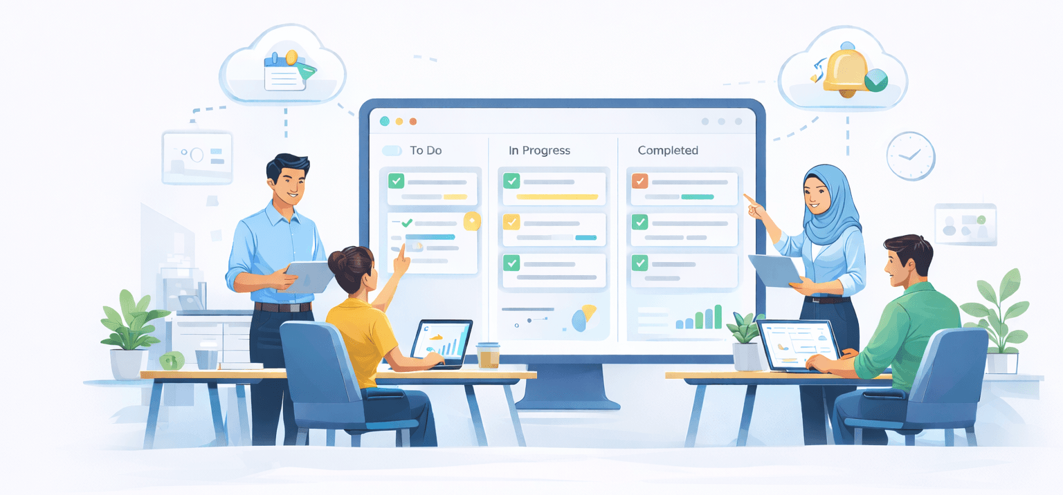 Automated project management with kanban board